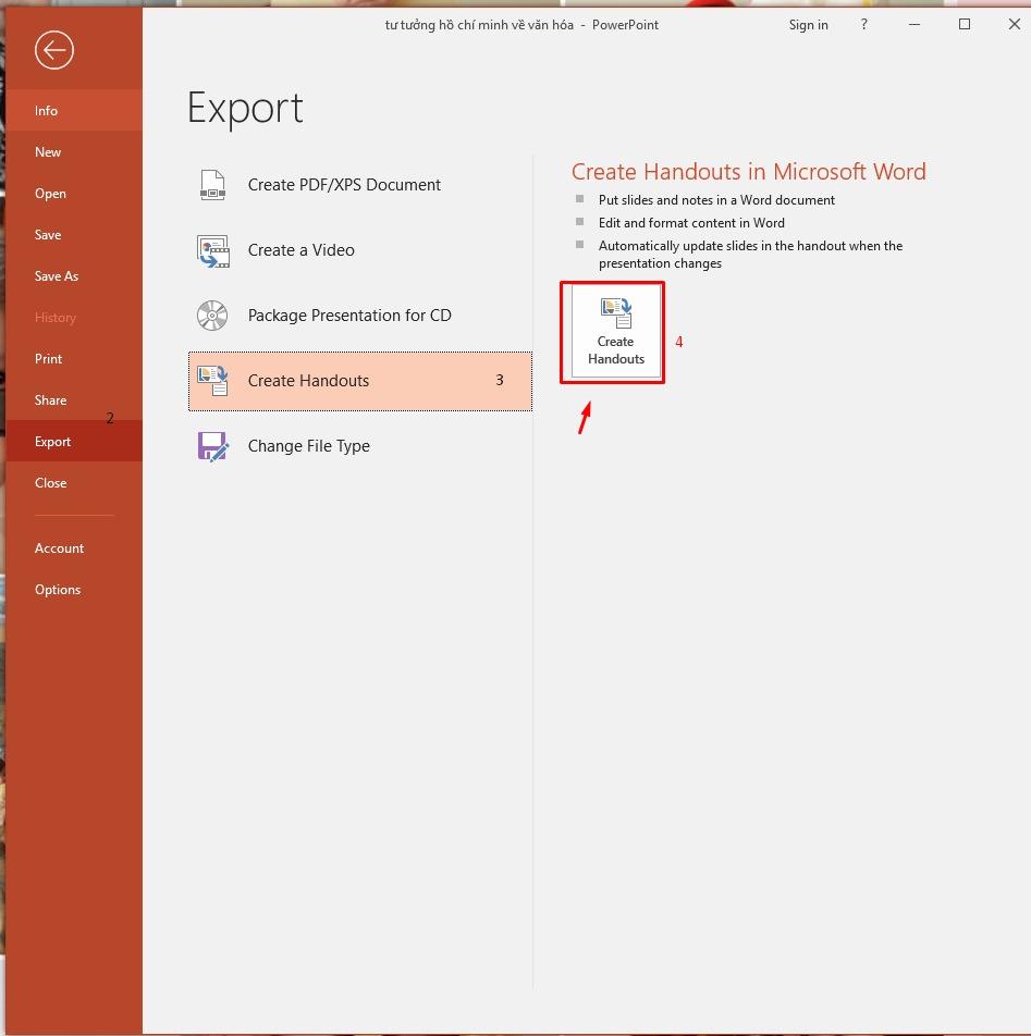 Chuyển nội dung file PowerPoint sang Word trực tiếp 1