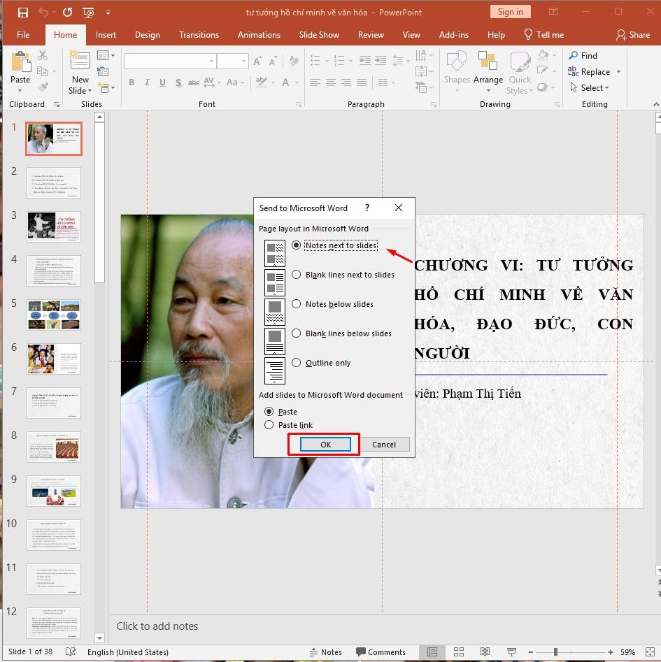 Chuyển nội dung file PowerPoint sang Word trực tiếp 2