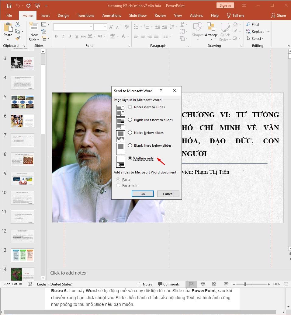 Chuyển nội dung file PowerPoint sang Word trực tiếp 3