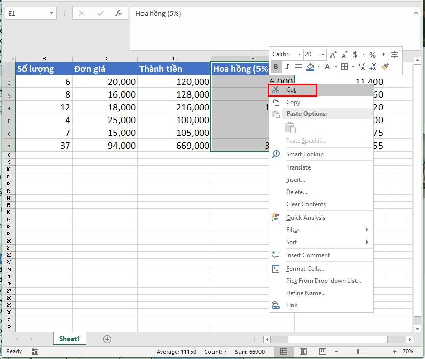 Hướng dẫn cách đổi vị trí 2 cột trong Excel từ A->Z, kèm ví dụ