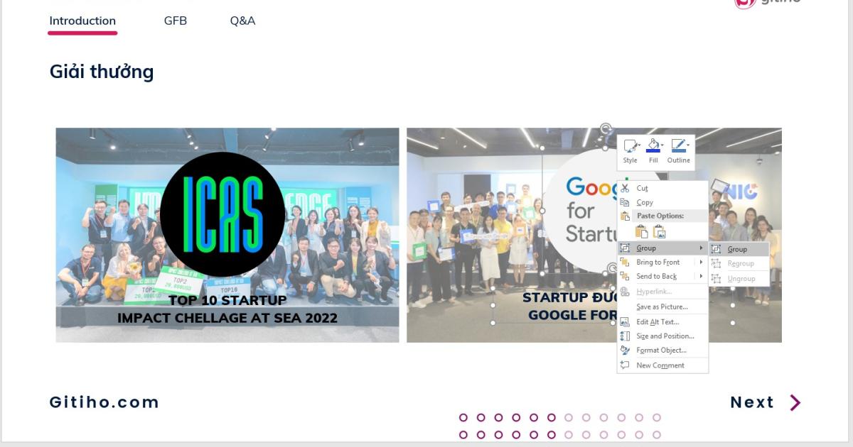 Bạn cũng có thể nhấn chuột phải và chọn Group