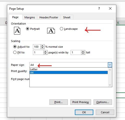 Chọn khung A4 cho dữ liệu trên Excel của bạn