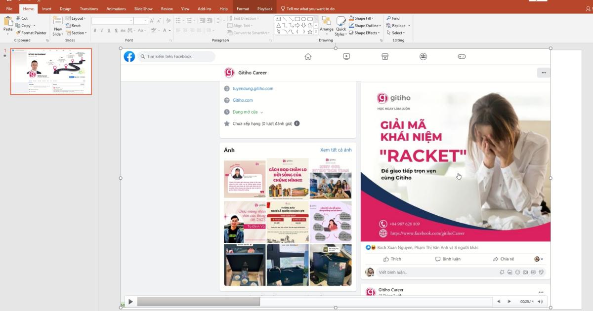 Video sẽ tự động xuất hiện trong powerpoint