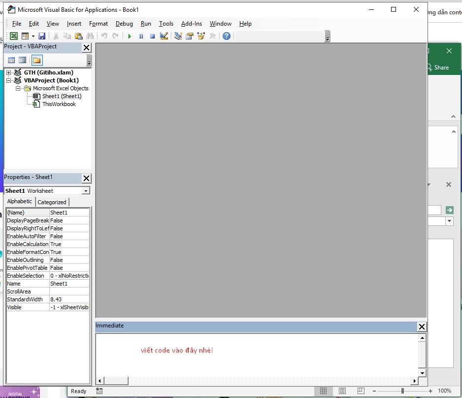 Copy dòng Code vào bảng