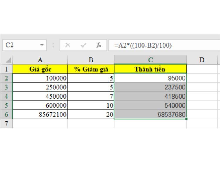 Hướng dẫn cách tính phần trăm trong Excel có công thức chi tiết