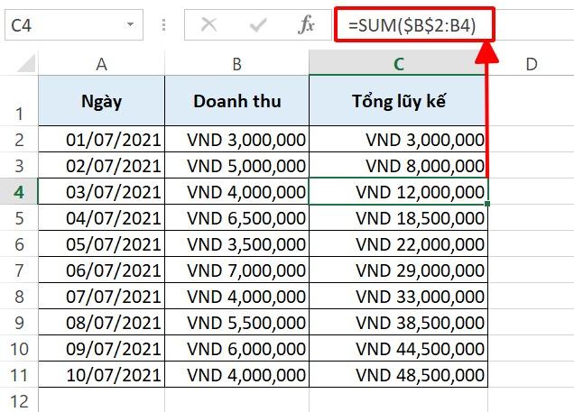 Cách dùng hàm Sum trong Excel để tính tổng kèm ví dụ