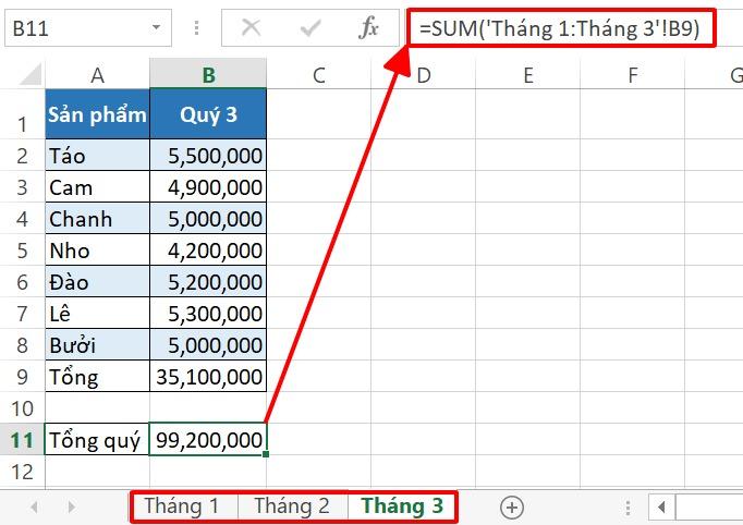 Cách dùng hàm Sum trong Excel để tính tổng kèm ví dụ