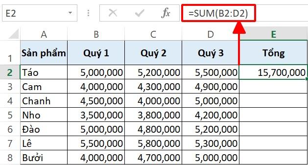 Cách dùng hàm Sum trong Excel để tính tổng kèm ví dụ