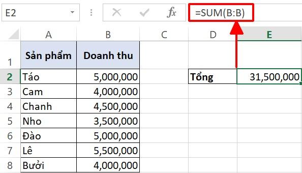 Cách dùng hàm Sum trong Excel để tính tổng kèm ví dụ