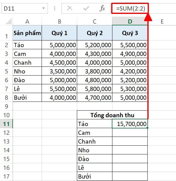 Cách dùng hàm Sum trong Excel để tính tổng kèm ví dụ