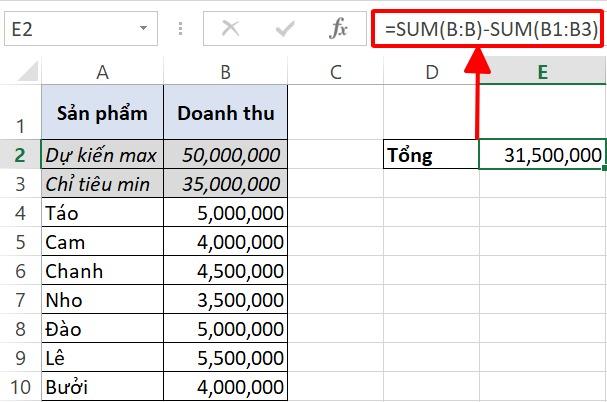Cách dùng hàm Sum trong Excel để tính tổng kèm ví dụ