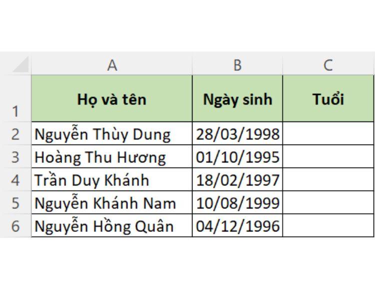 Hướng dẫn 4 cách tính tuổi trong Excel chi tiết