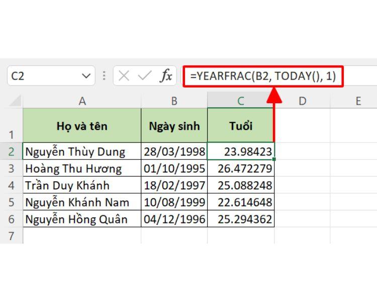 Hướng dẫn 4 cách tính tuổi trong Excel chi tiết