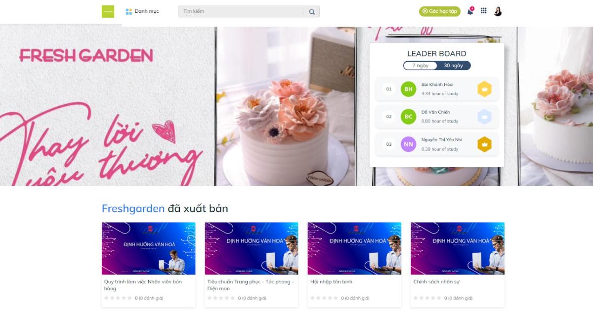 Hệ thống quản lý học tập LMS của chuỗi cửa hàng bánh ngọt Fresh Garden