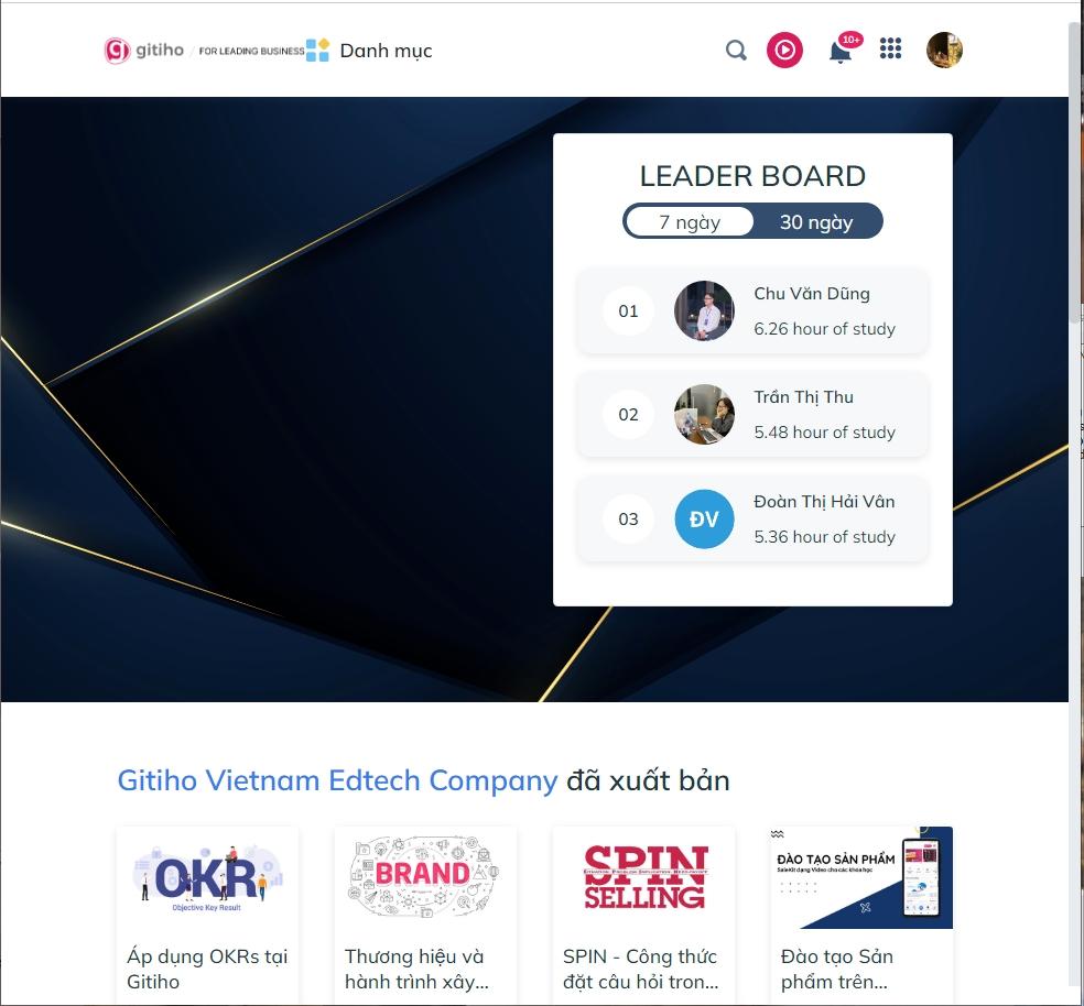 Giao diện hệ thống quản lý học tập LMS 