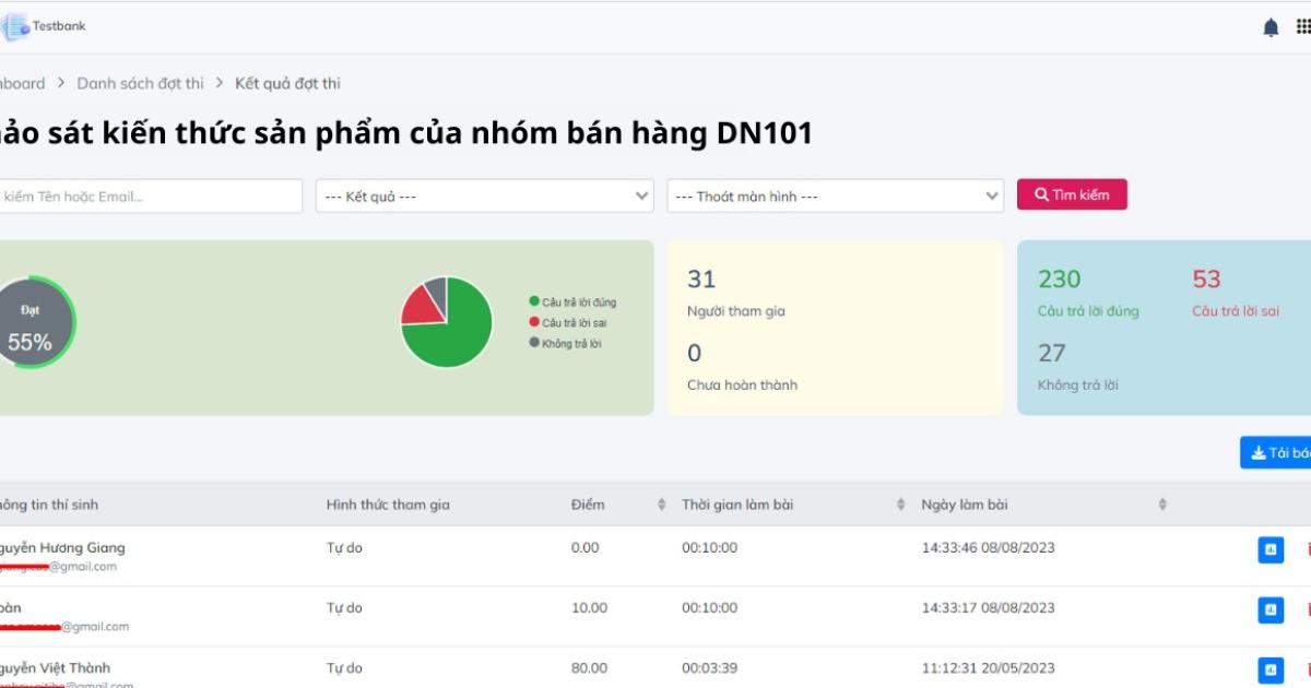 Tổ chức các đợt kiểm tra, khảo sát với hệ thống LMS