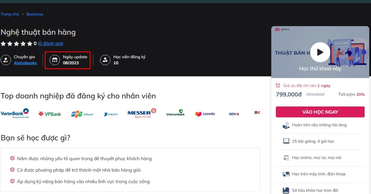 Các khóa học trực tuyến dễ dàng cập nhật, thay đổi thông tin phù hợp với từng giai đoạn khác nhau