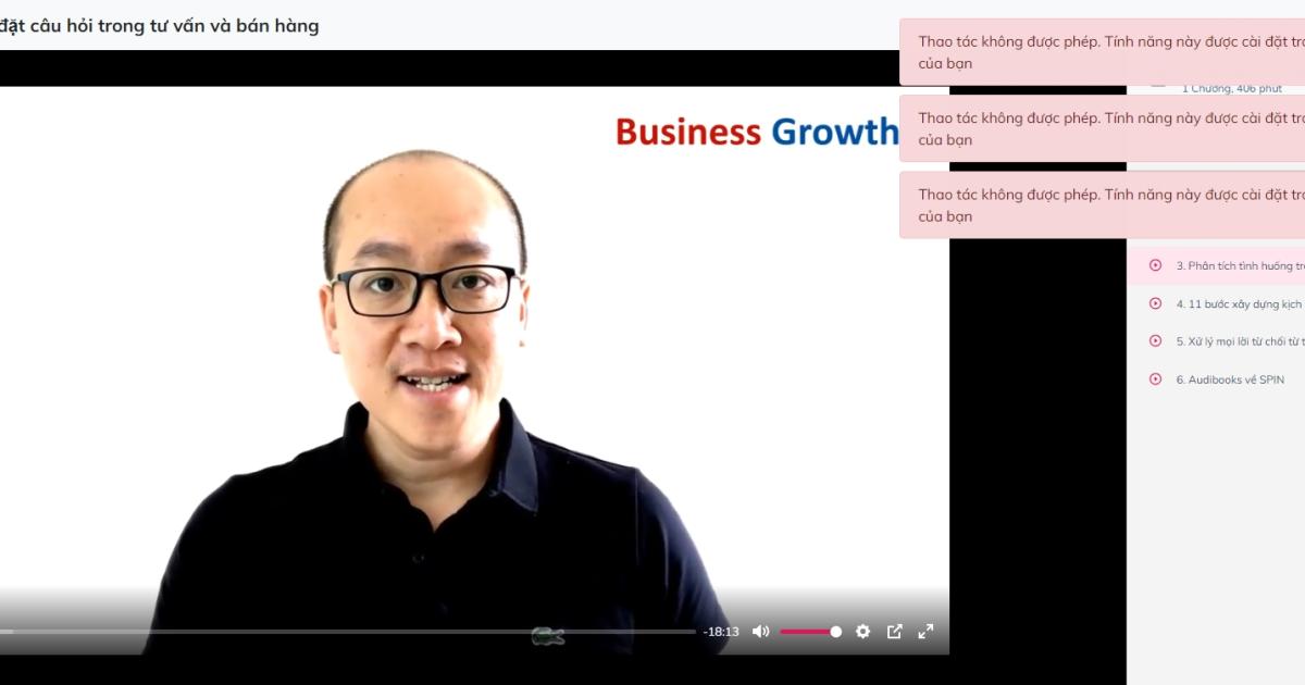 Khi học trên nền tảng Gitiho, người học sẽ không được phép tua video