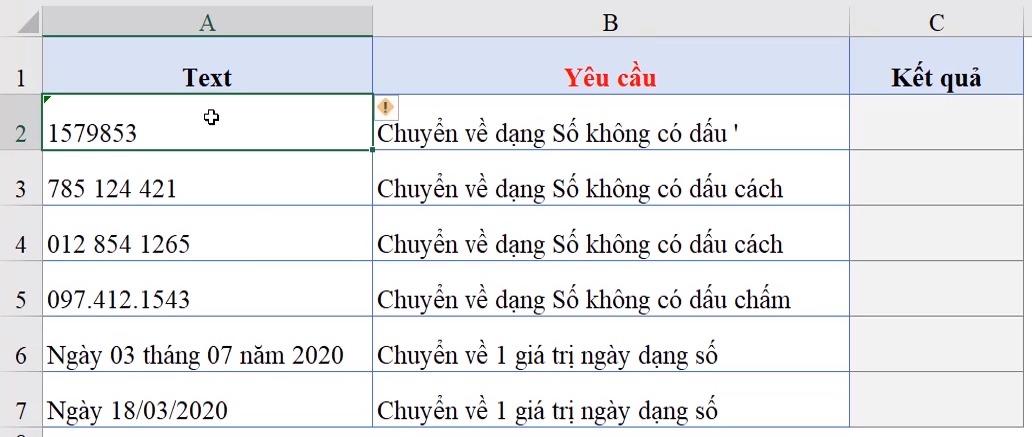 đổi chữ thành số trong excel