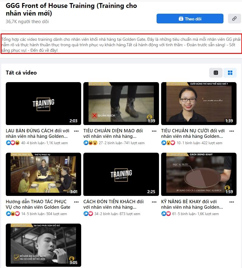 Chương trình đào tạo cho nhân sự mới tại Golden Gate