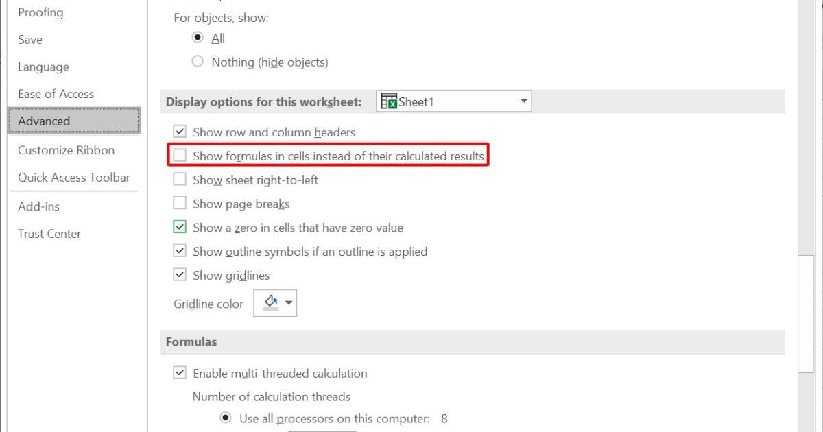 Hướng dẫn cách khắc phục lỗi Excel không chạy công thức