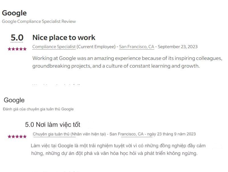Văn hóa của Google luôn được đánh giá cao