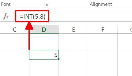 Công thức áp dụng hàm INT để lấy số nguyên