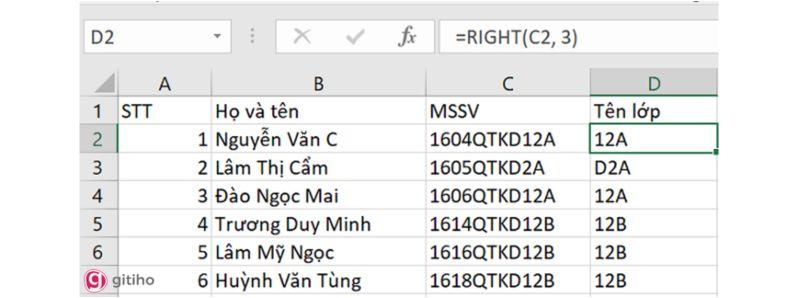Cách lấy ký tự ở đầu, giữa, cuối trong Excel bằng hàm MID, LEFT, RIGHT