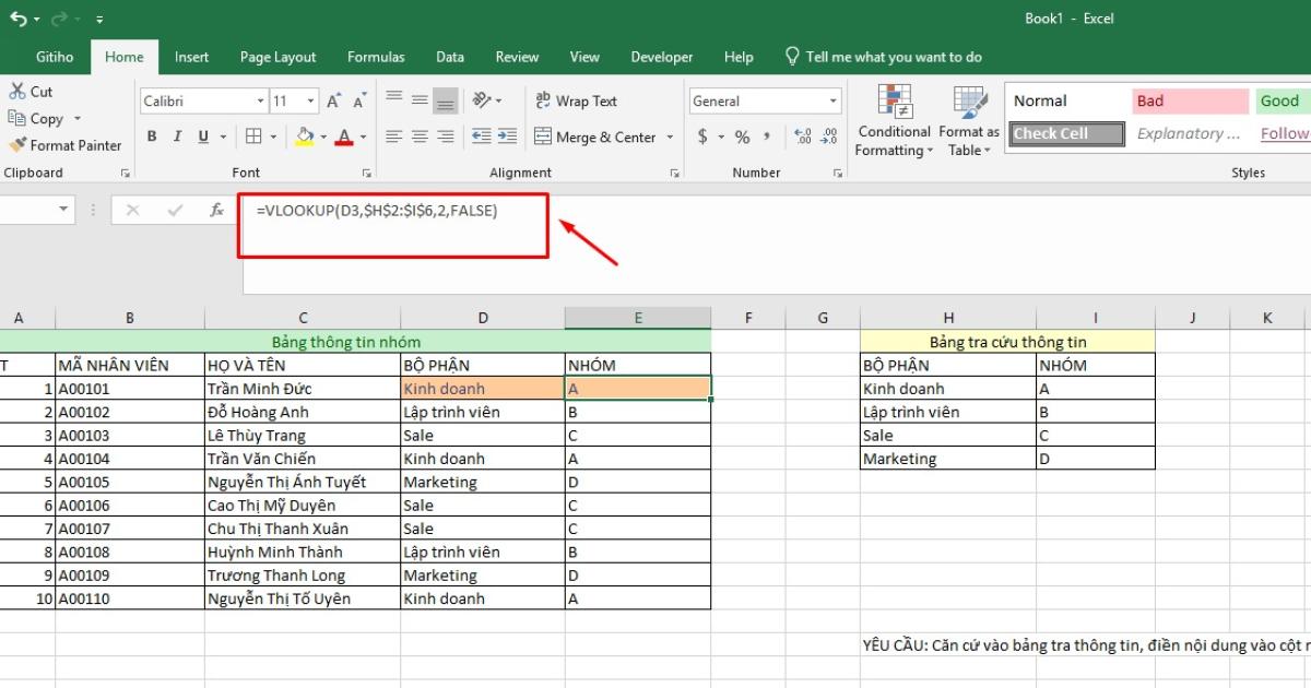 Nhập tham số dò tìm chính xác cho hàm Vlookup