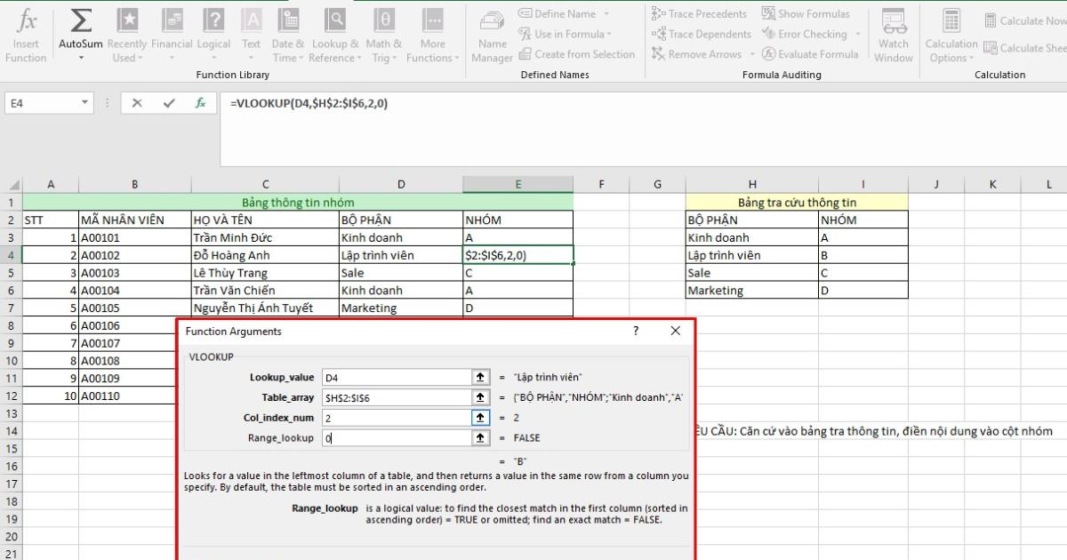 Giao diện nhập hàm bằng thanh Menu