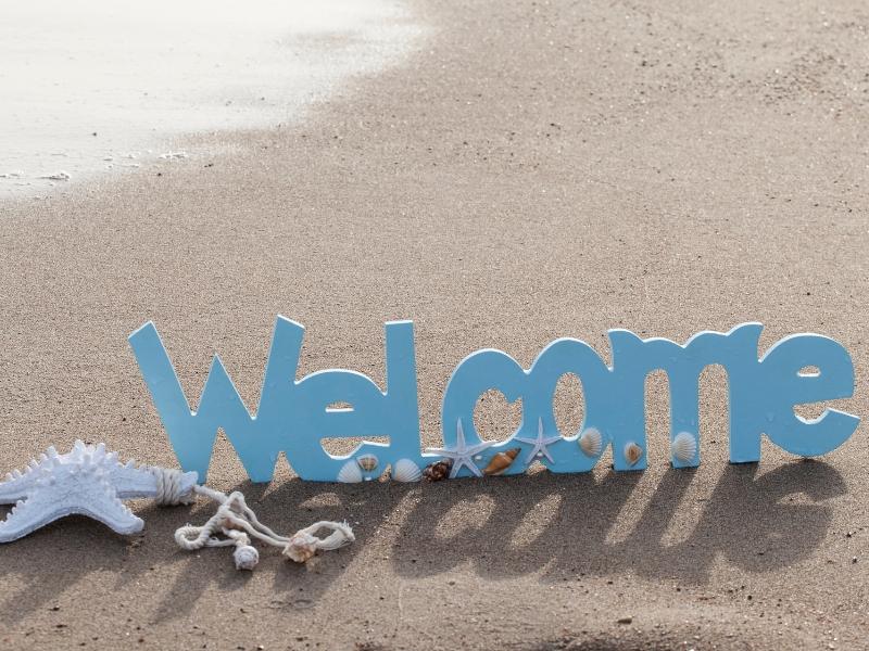 Hình ảnh lời chào mang chủ đề biển cả, tự do