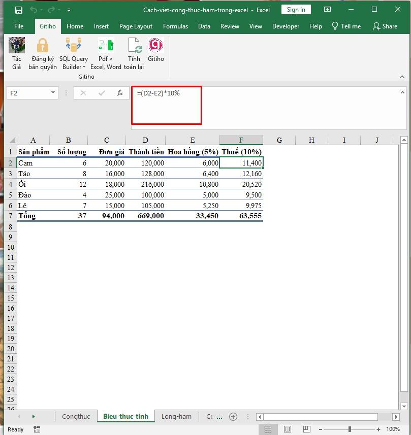 Hướng dẫn cách viết công thức trong Excel đơn giản dễ hiểu