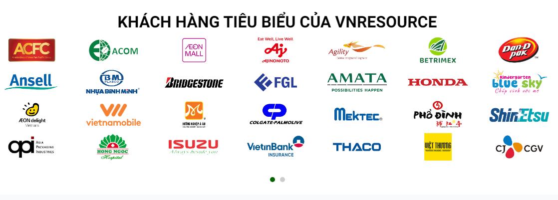 Khách hàng tiêu biểu của Vnresource E learning pro