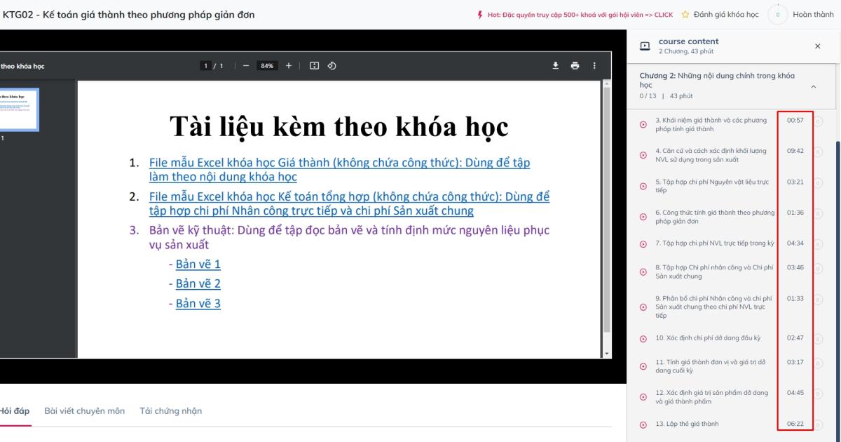 Nội dung được chia nhỏ sẽ giúp người học dễ dàng nắm bắt và tiếp thu kiến thức