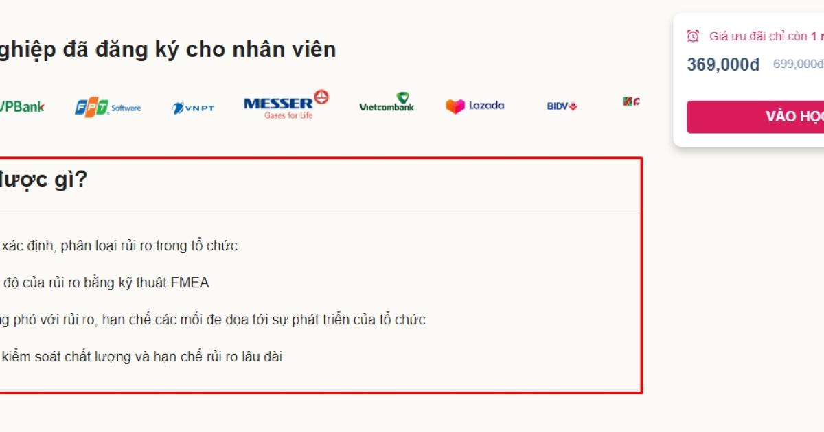 Những bài học bạn sẽ nhận được trong khóa học