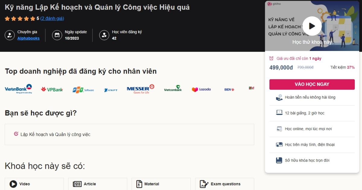 Khóa học Kỹ năng Lập kế hoạch và Quản lý công việc hiệu quả cần thiết với mọi nhà lãnh đạo