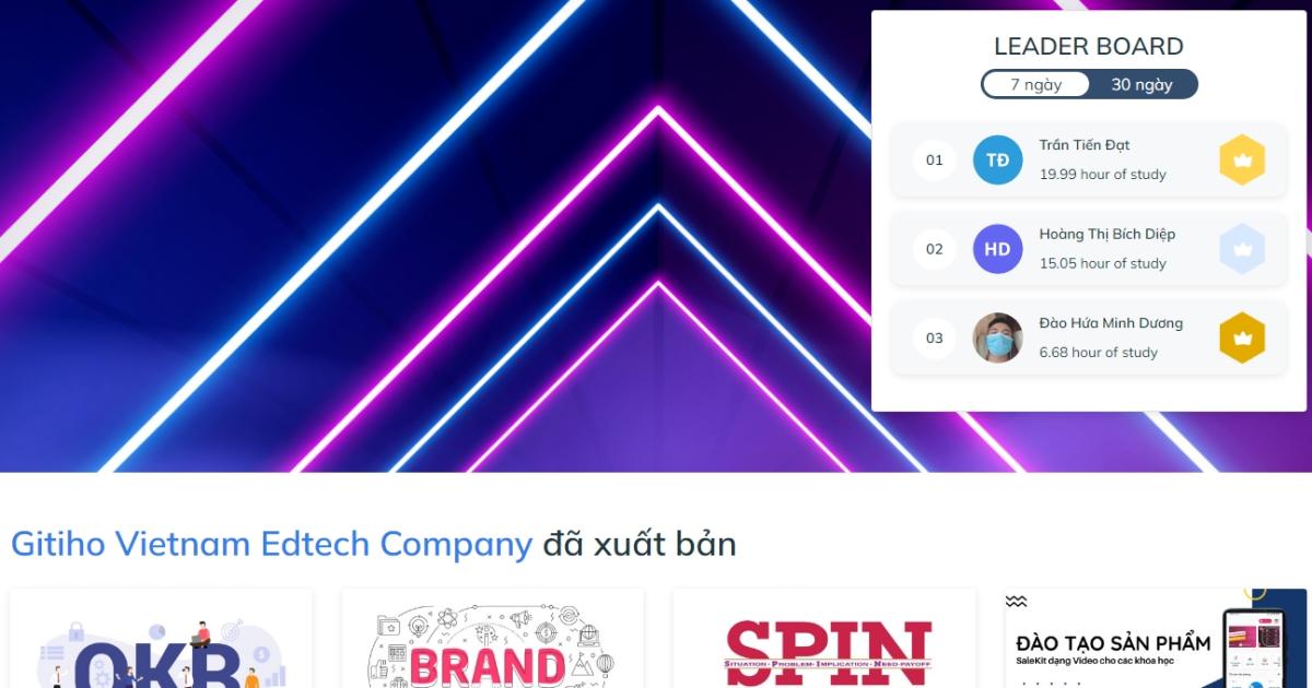 Giao diện hệ thống quản lý đào tạo nội bộ của Gitiho