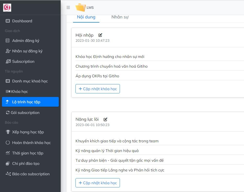 Tính năng tạo lộ trình học tập tren hệ thống LMS