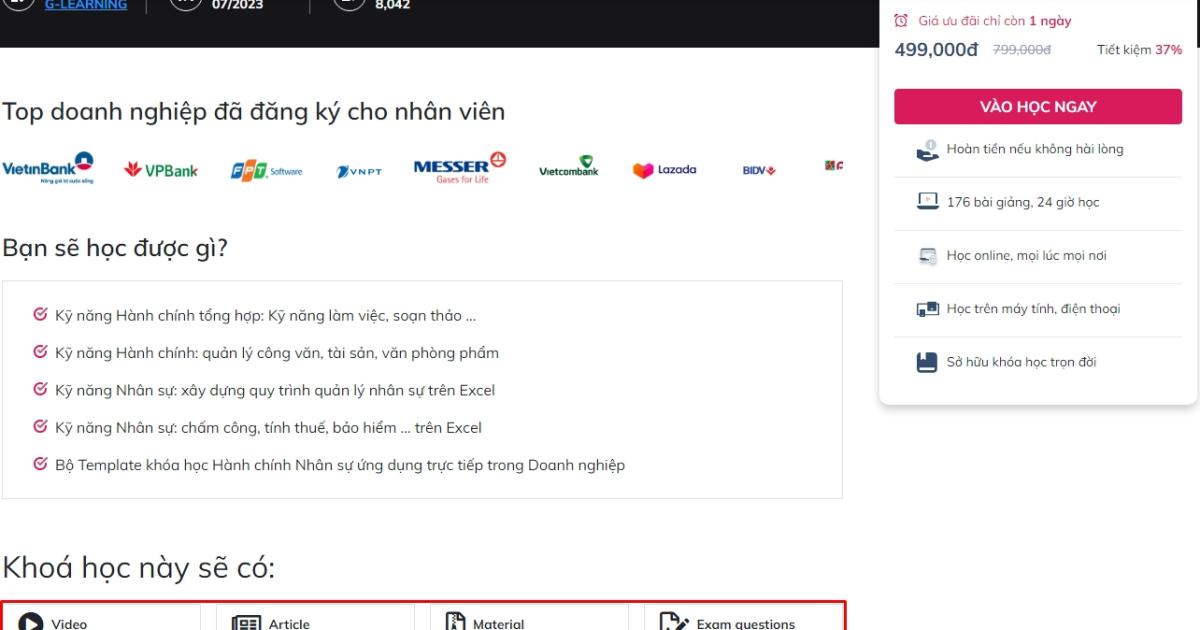 Các khóa học tại Gitiho được xây dựng theo tiêu chí VAME - tiêu chí chuẩn cho mọi chương trình đào tạo