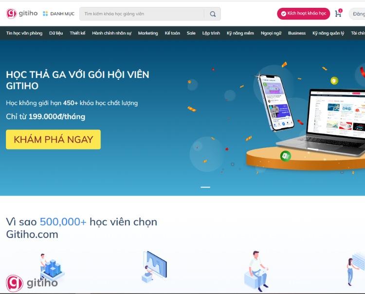 Mã giảm giá Gitiho giảm 50% giá trị khóa học mới nhất