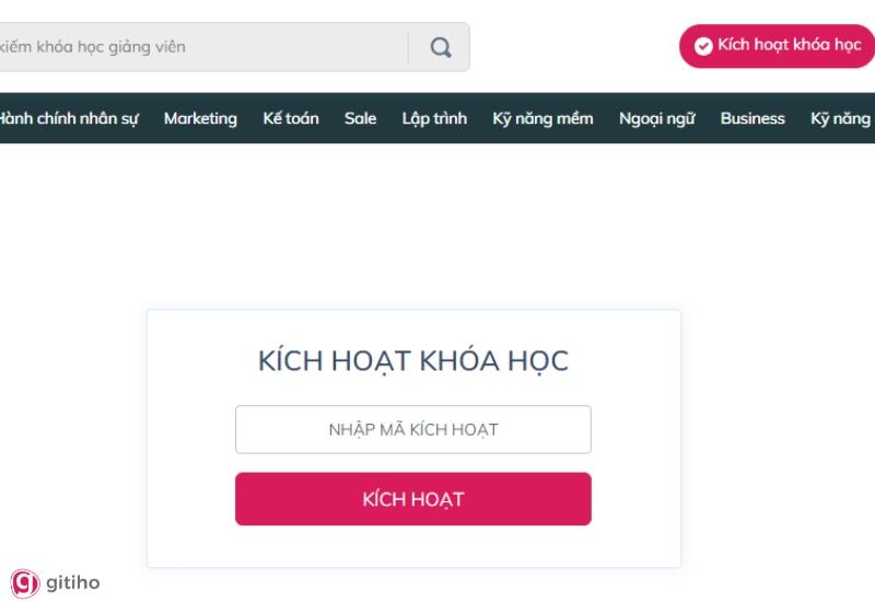 Nhận mã kích hoạt và bắt đầu học tập trên Gitiho