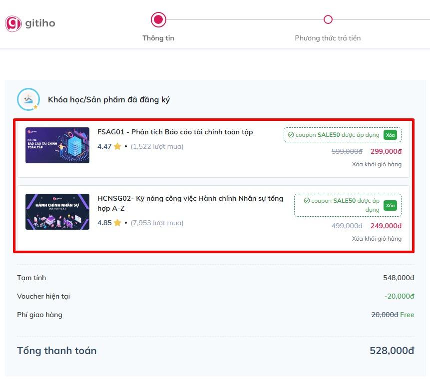 Mã giảm giá Gitiho giảm 50% giá trị khóa học mới nhất