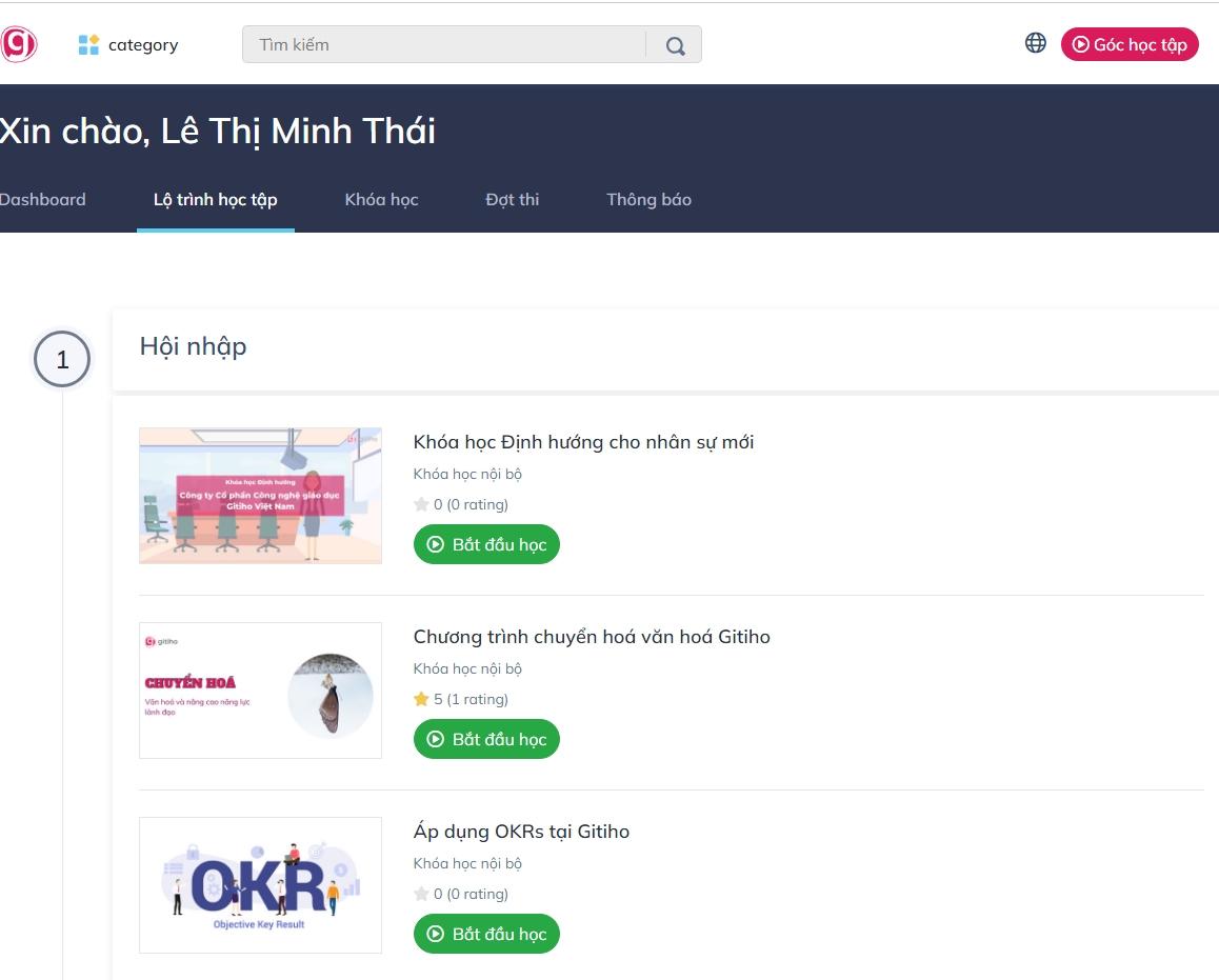 Lộ trình học tập cho nhân sự mới tại Gitiho
