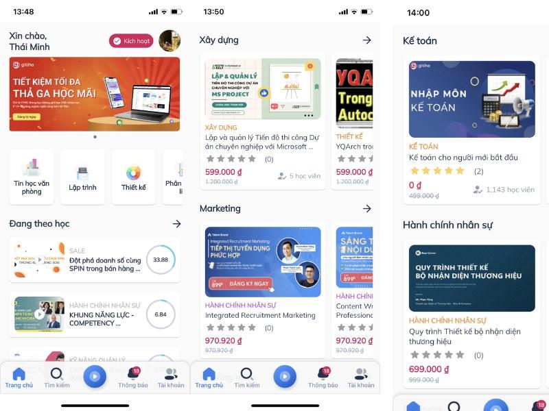 Hệ thống LMS của Gitiho có thư viện khóa học đa dạng giúp nhân viên mỗi phòng ban học tập liên tục