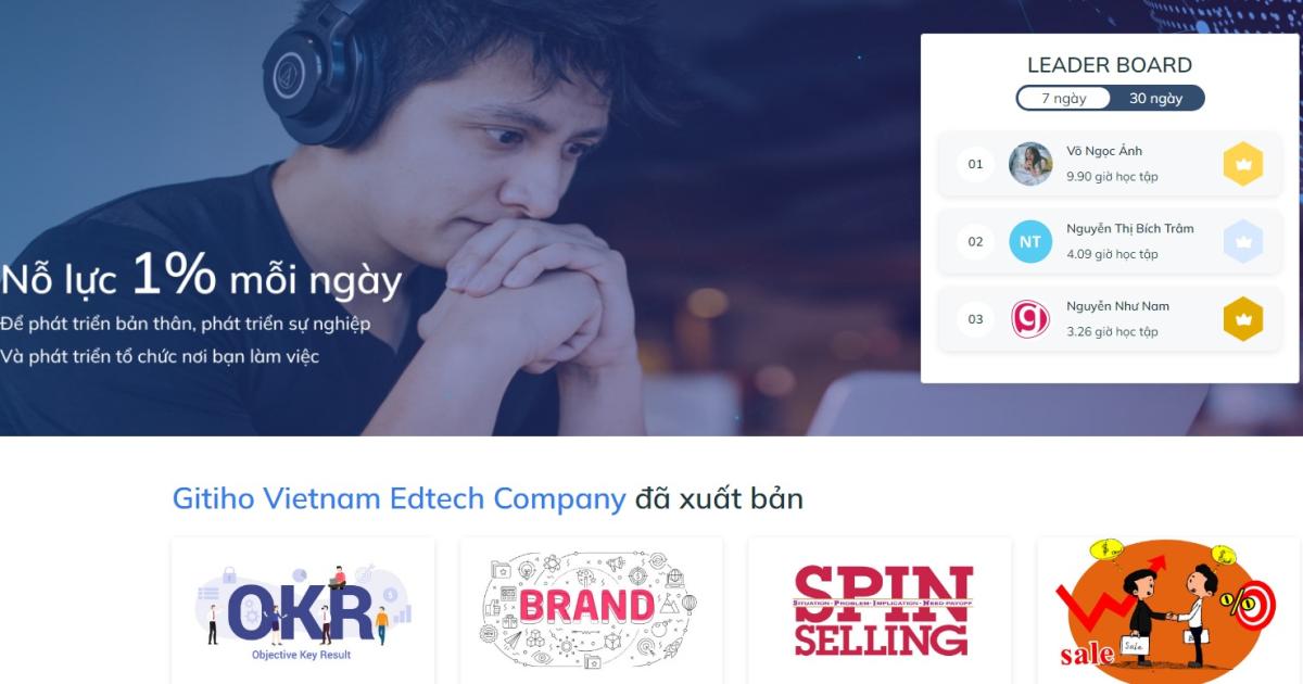 Giao diện hệ thống học tập LMS Gitiho for Leading Business