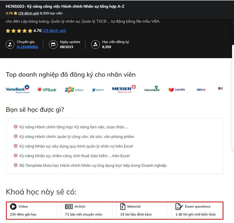 Khóa học của Gitiho đạt tiêu chuẩn VAME