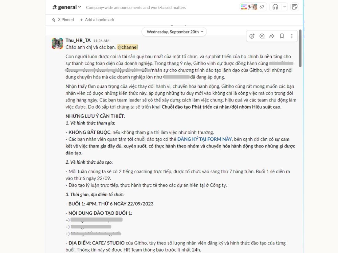 Phổ biến về kế hoạch đào tạo đến toàn bộ công ty