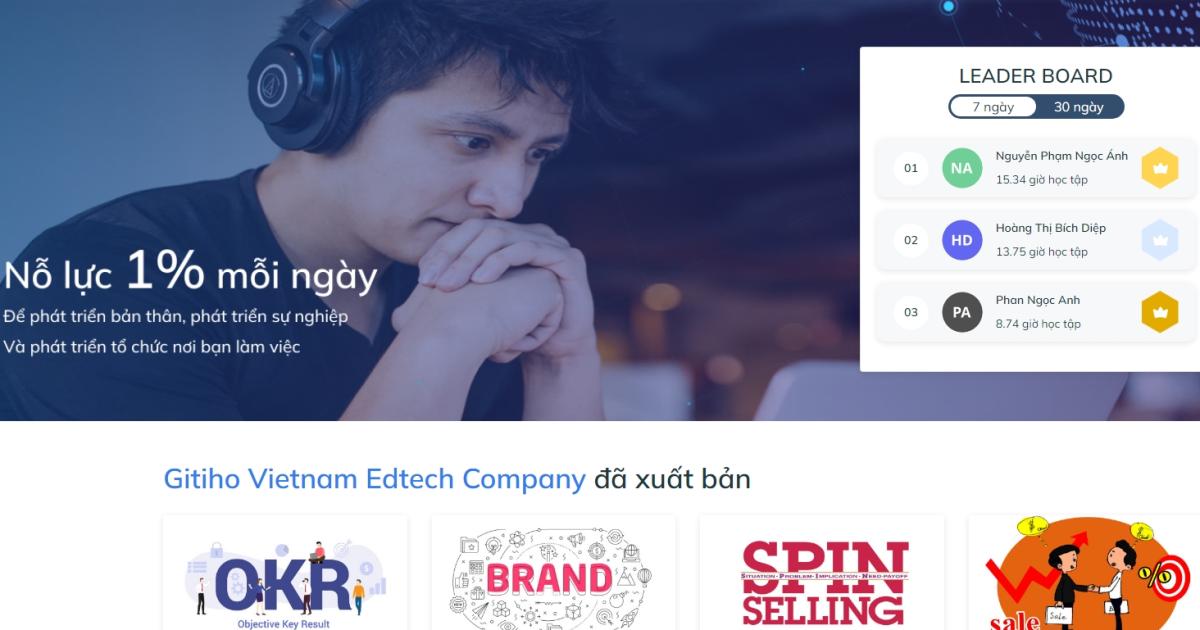 Giao diện hệ thống LMS Gitiho for Leading Business