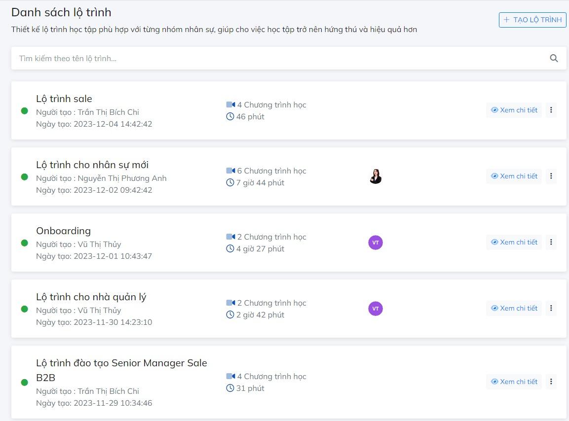 Dễ dàng tạo lộ trình học tập với hệ thống LMS của Gitiho for Leading Business