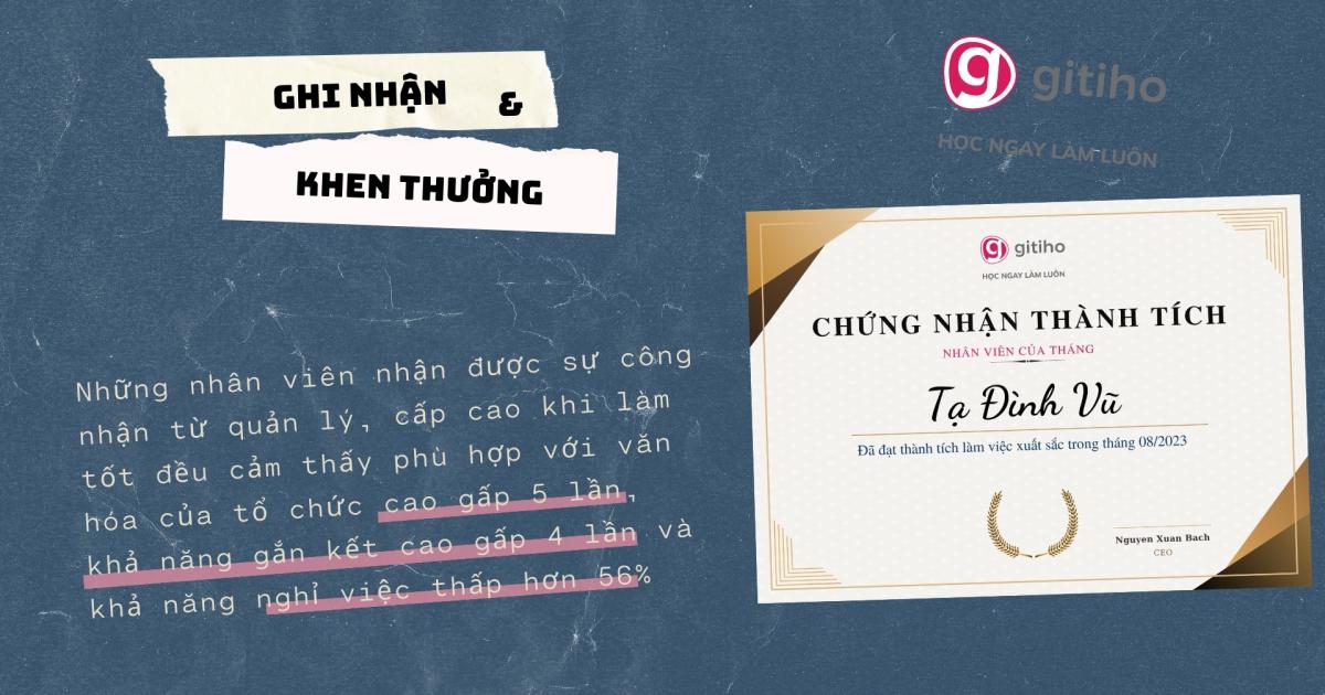 Thực hiện ghi nhận và khen thưởng để tạo động lực cho nhân viên